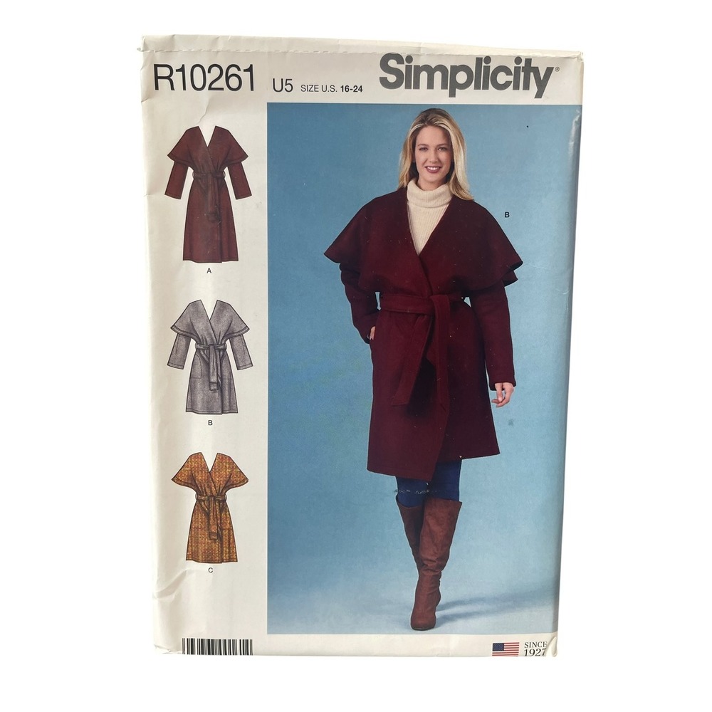 Simplicity R10261 Misses' Wrap Coat Robe Sizes 16-24 Modern